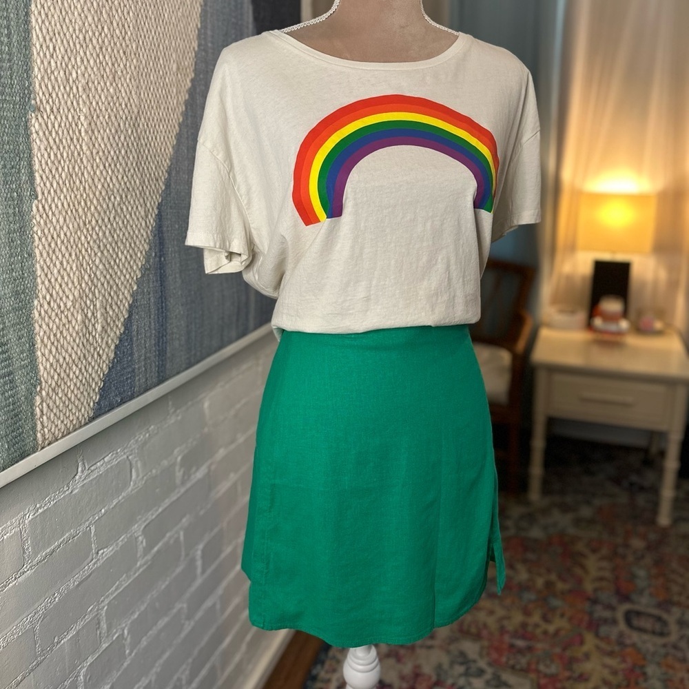NWT A New Day Green Linen Blend Mini Skirt - Picture 10 of 12